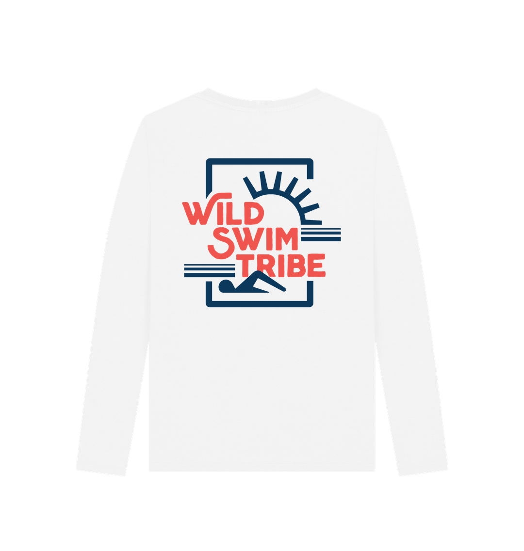 White Printed Long Sleeve T Shirt Back