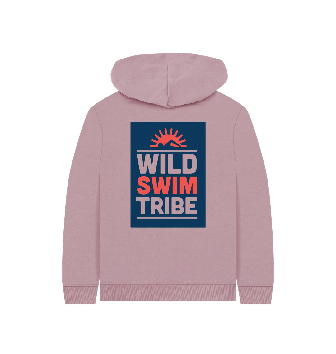 Mauve Printed Kids Hoodie Back