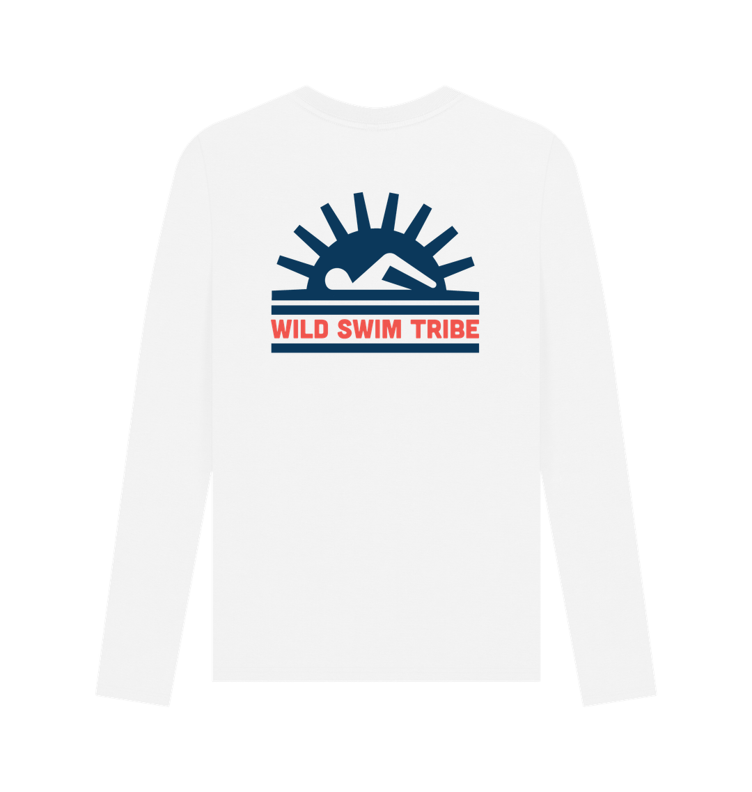 White Printed Long Sleeve T Shirt Back
