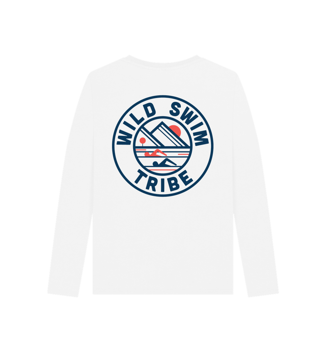 White Printed Long Sleeve T Shirt Back