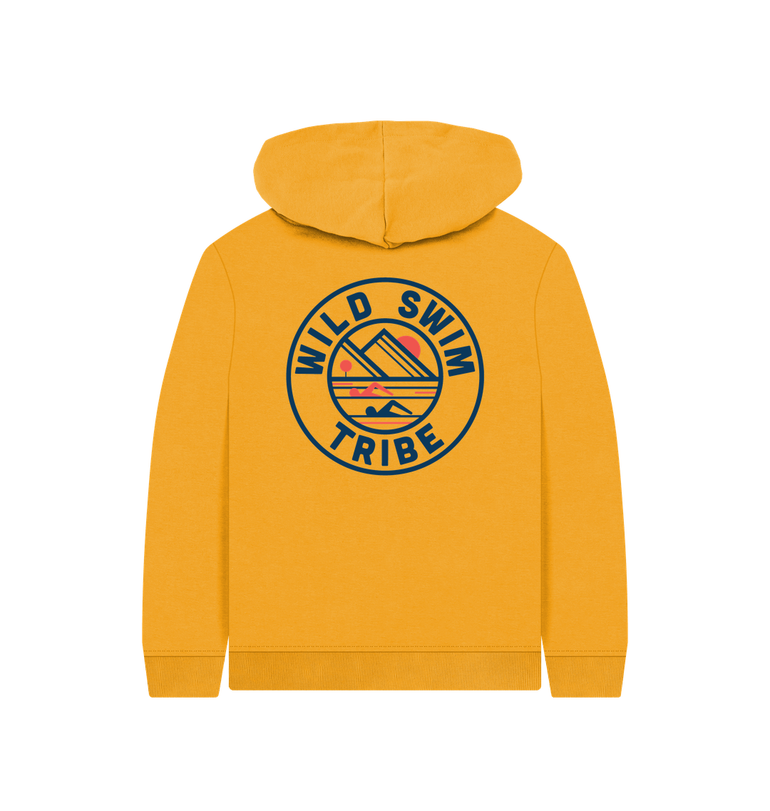 Mustard Printed Kids Hoodie Back