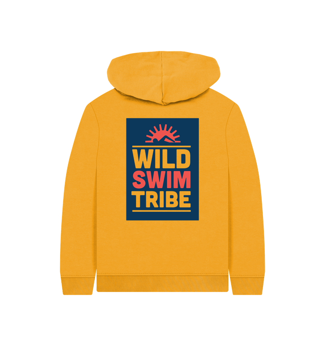 Mustard Printed Kids Hoodie Back