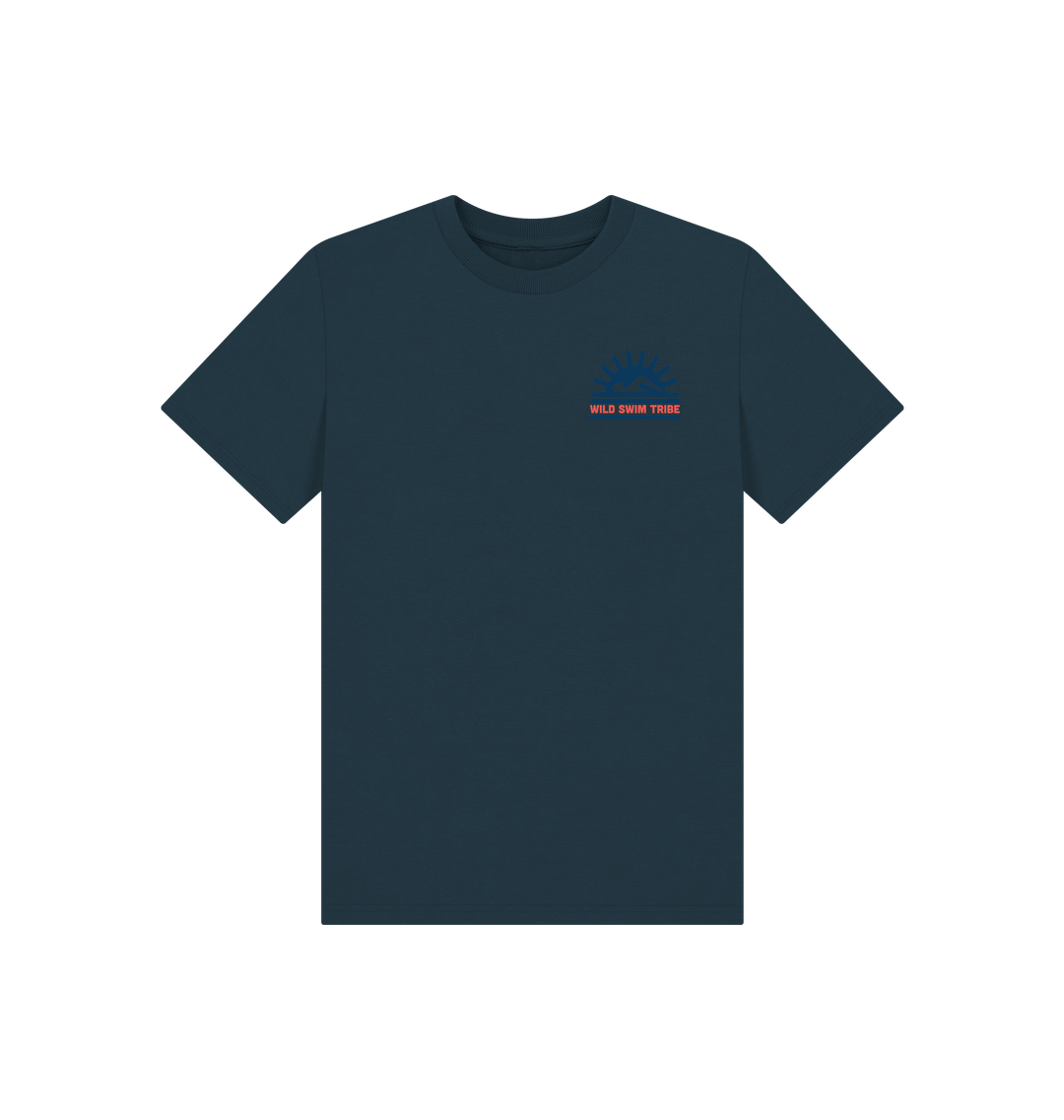 Denim Blue Printed Kids T-Shirt Front
