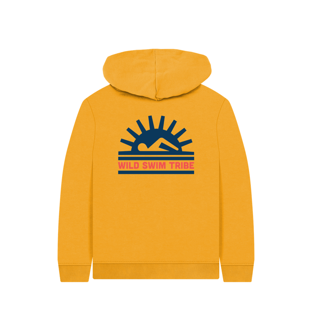 Mustard Printed Kids Hoodie Back