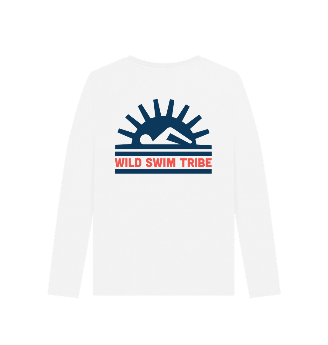 White Printed Long Sleeve T Shirt Back