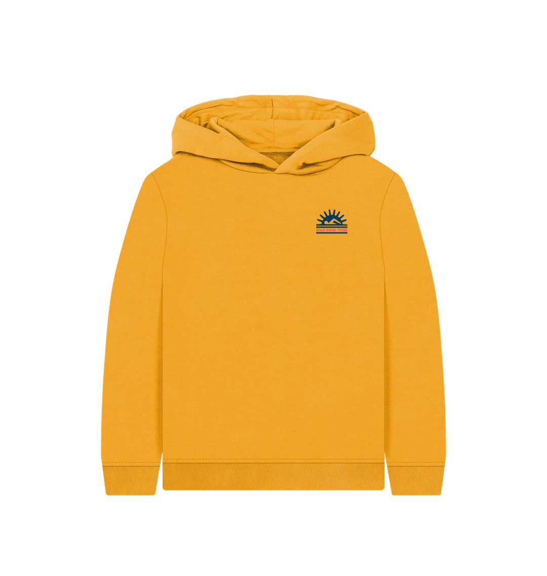 Mustard Printed Kids Hoodie Front