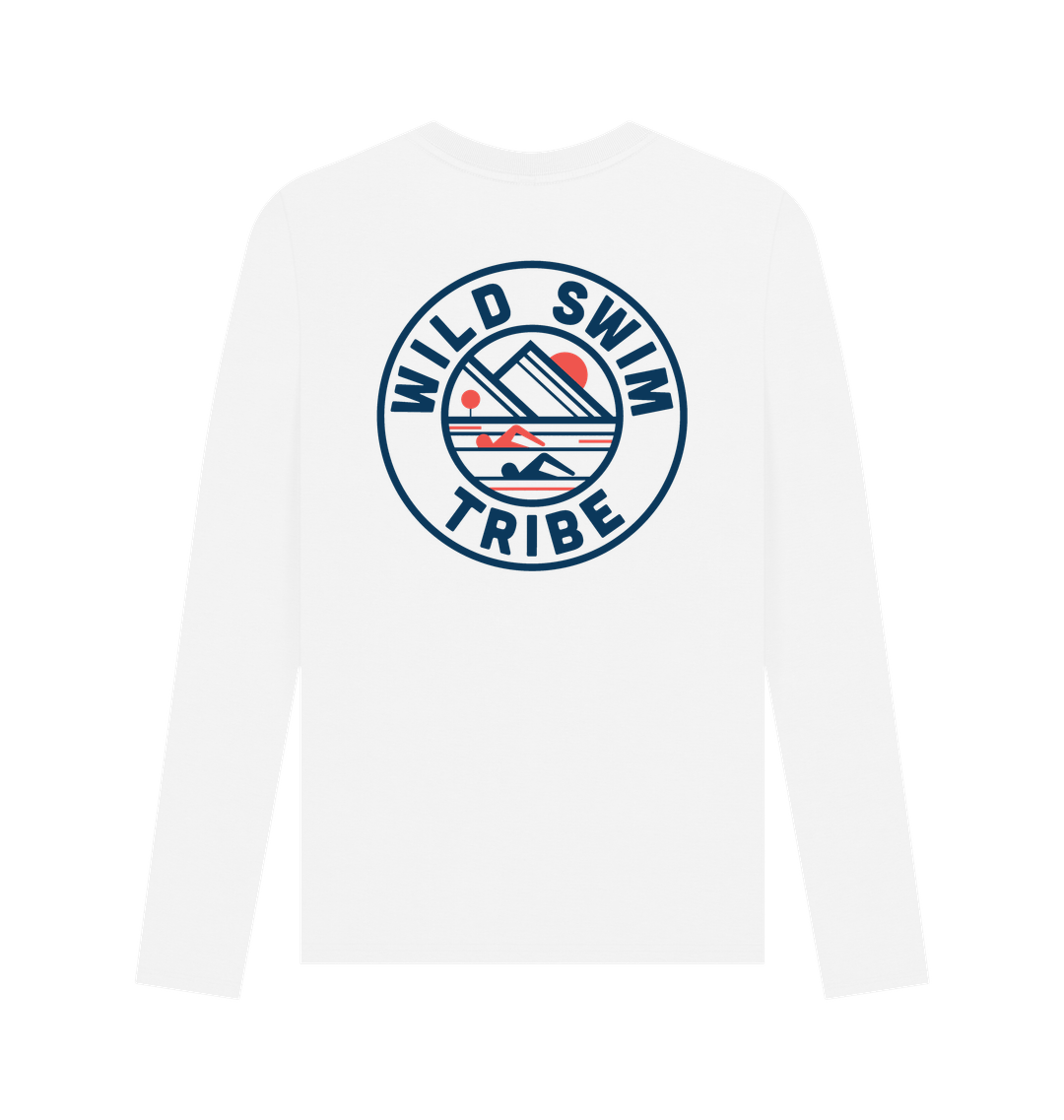 White Printed Long Sleeve T Shirt Back