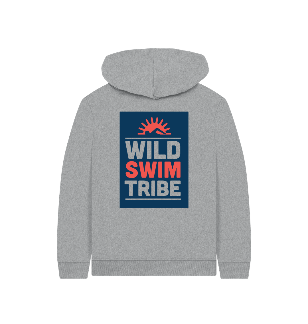 Athletic Grey Printed Kids Hoodie Back