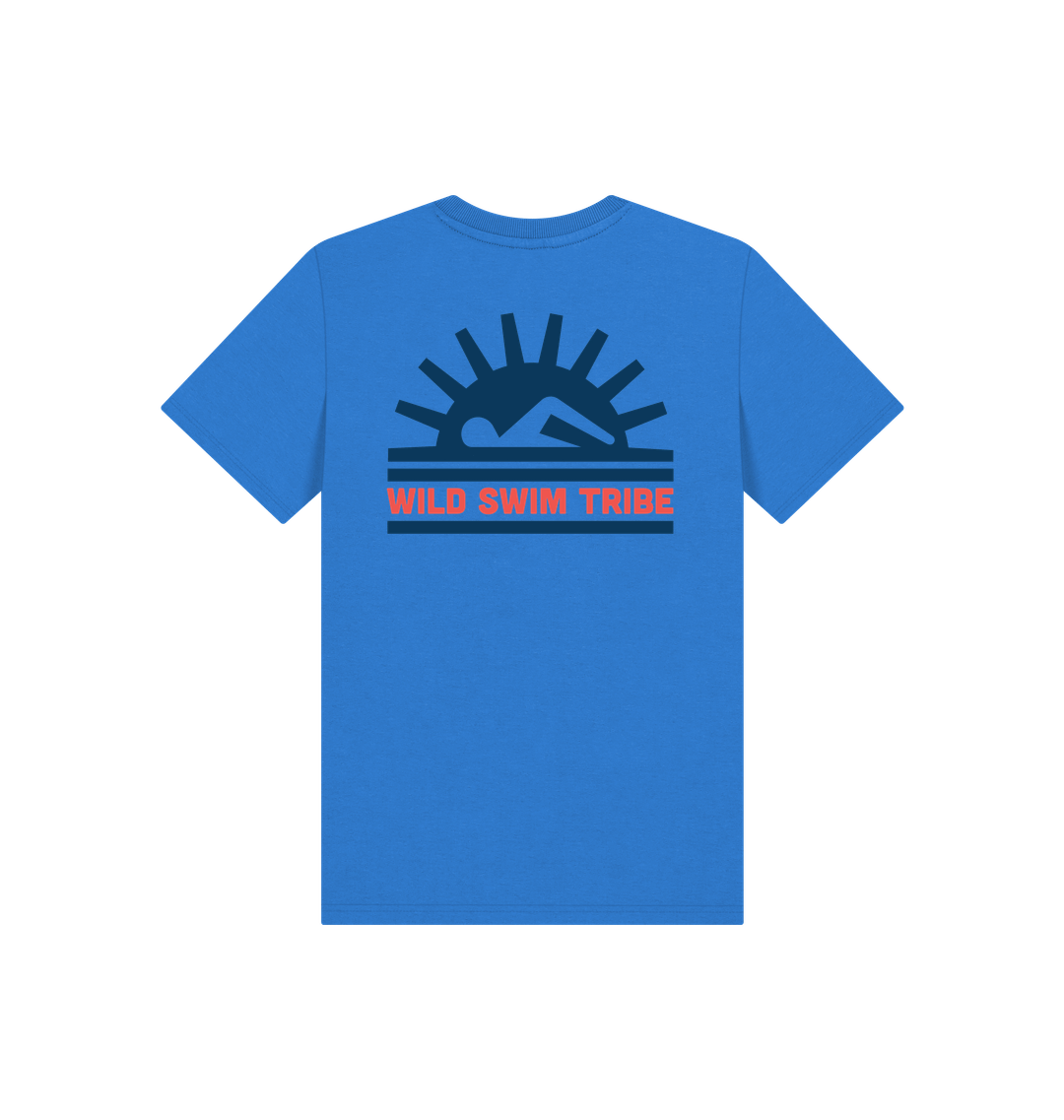 Bright Blue Printed Kids T-Shirt Back