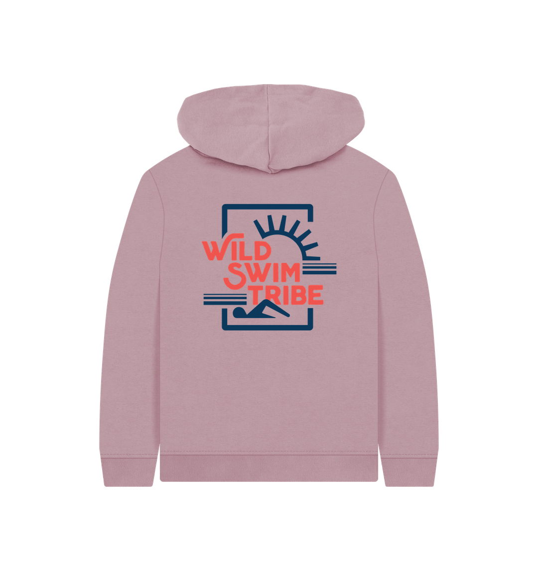 Mauve Printed Kids Hoodie Back