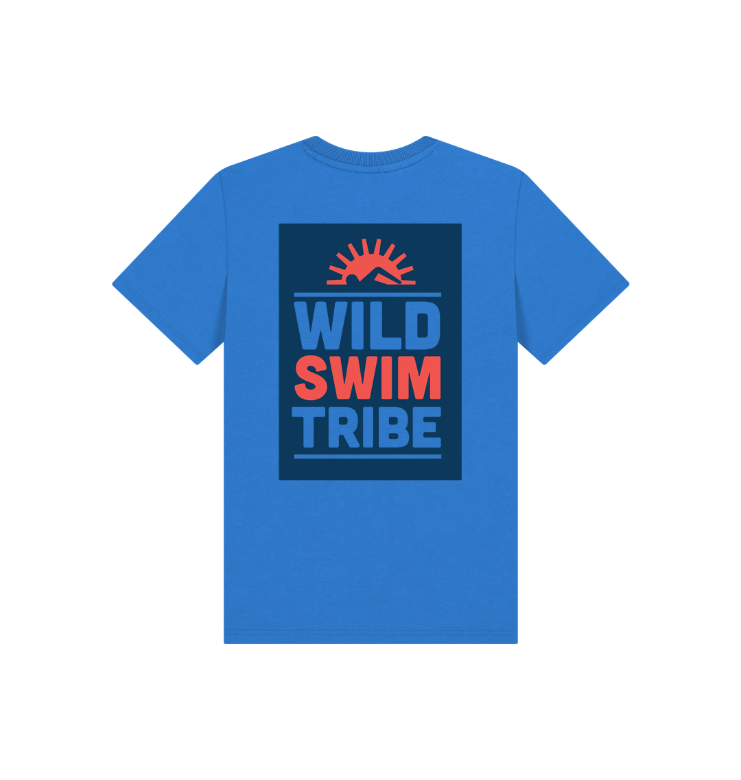 Bright Blue Printed Kids T-Shirt Back