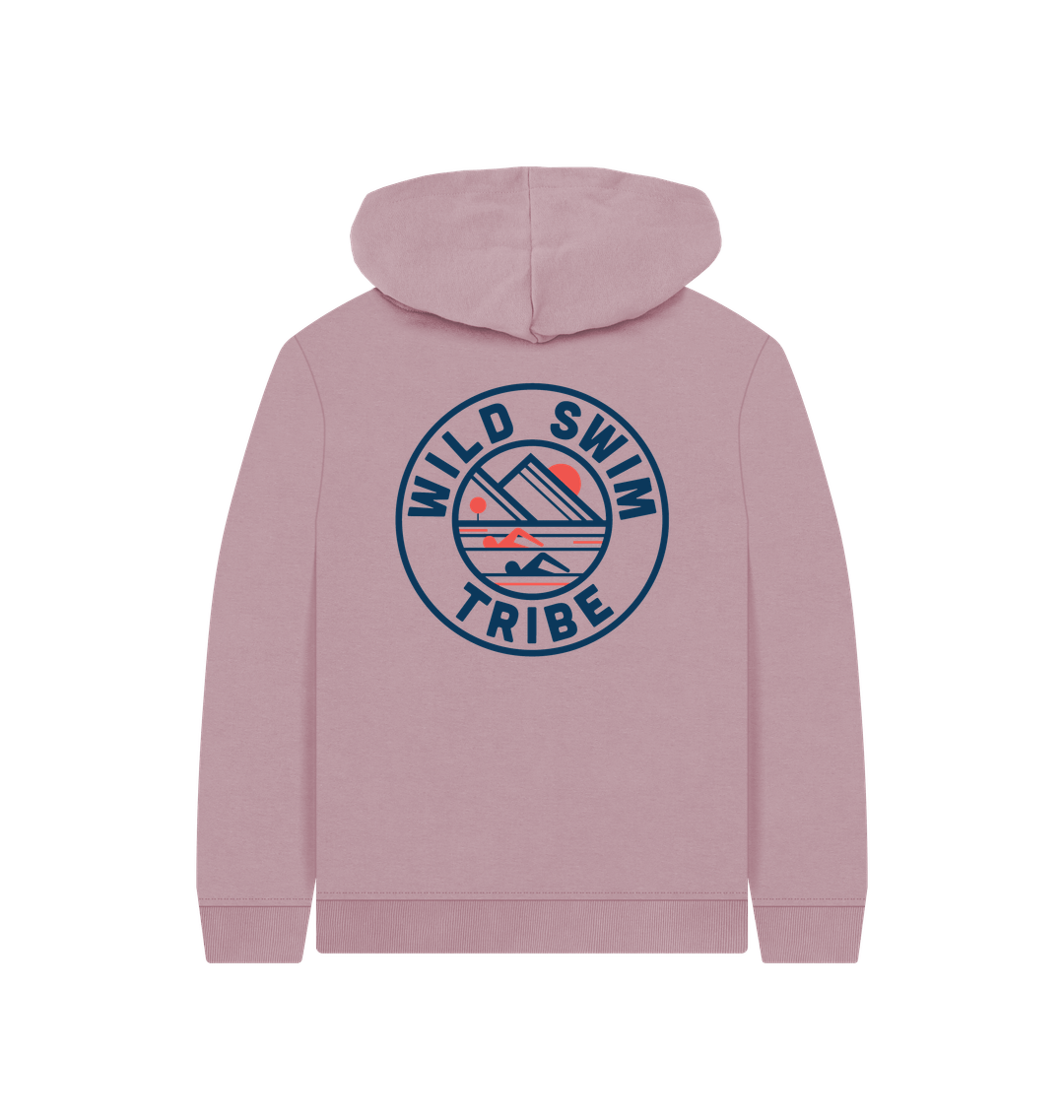 Mauve Printed Kids Hoodie Back