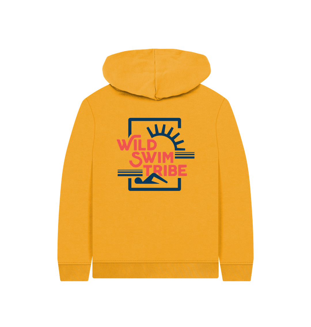 Mustard Printed Kids Hoodie Back