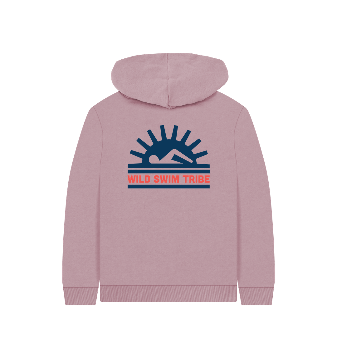 Mauve Printed Kids Hoodie Back