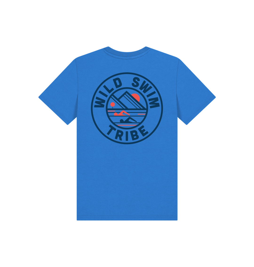 Bright Blue Printed Kids T-Shirt Back