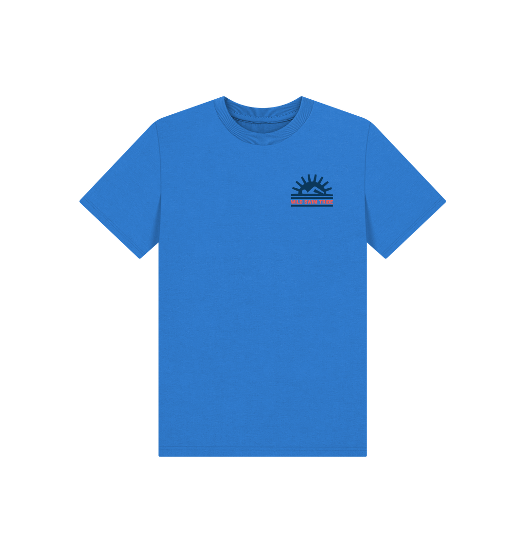 Bright Blue Printed Kids T-Shirt Front