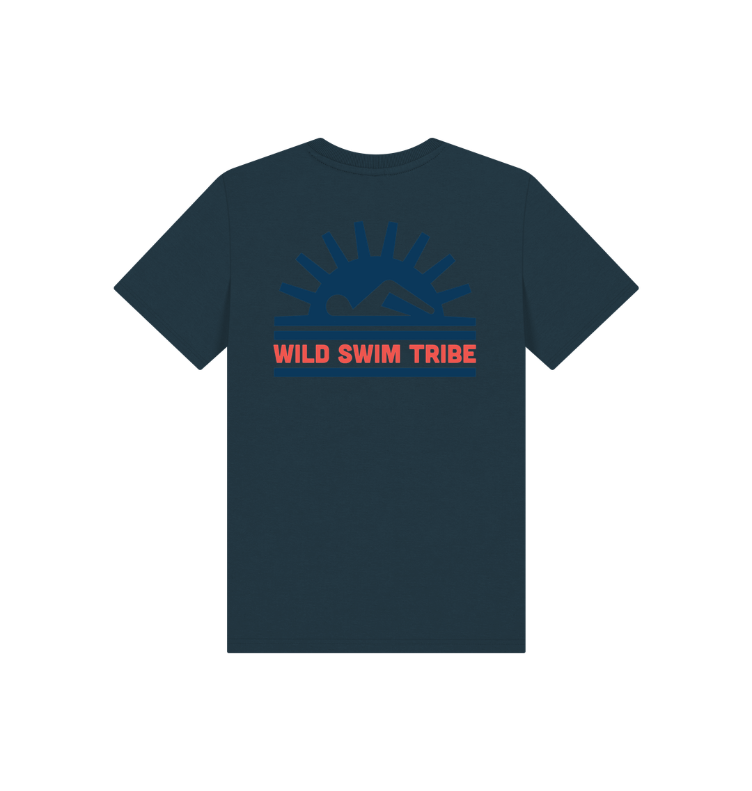 Denim Blue Printed Kids T-Shirt Back