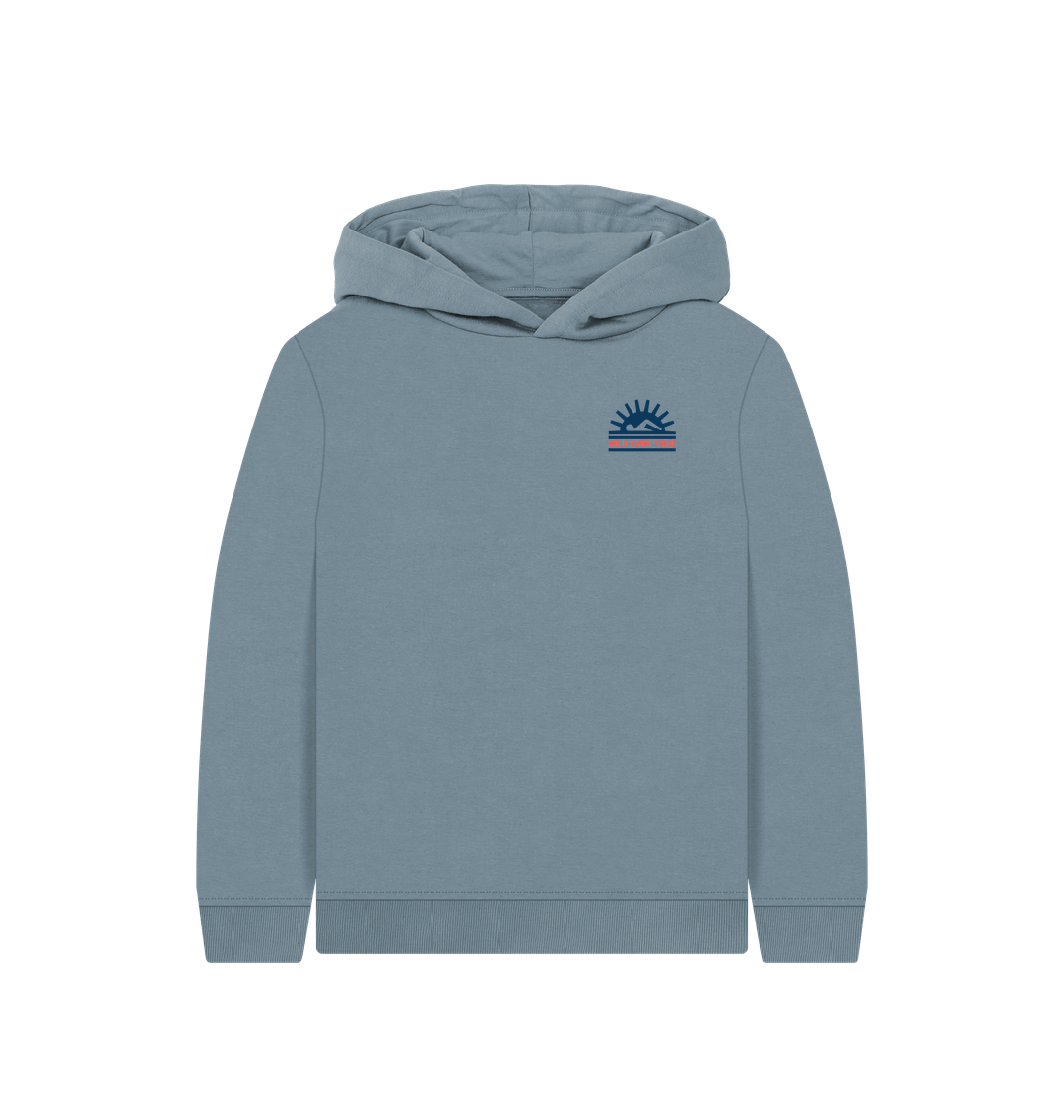 Stone Blue Printed Kids Hoodie Front